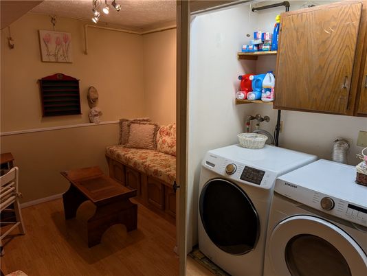 Interior, Washer, Wood Texture Flooring