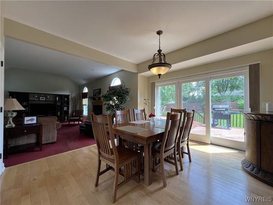 Dining room, Interior, Living room, Pendant Lights, Wood Texture Flooring