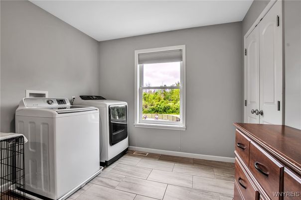Interior, Washer, Wood Texture Flooring