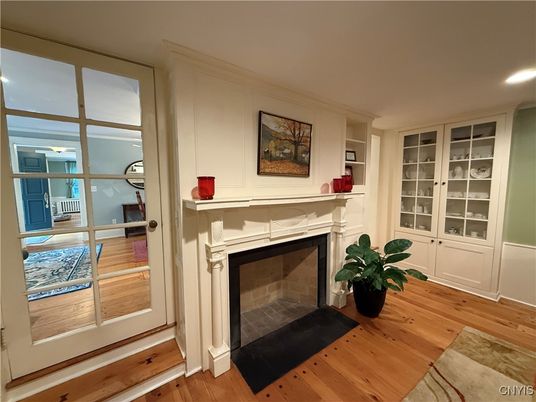 Fireplace, Interior, Recessed Lighting, Wood Texture Flooring