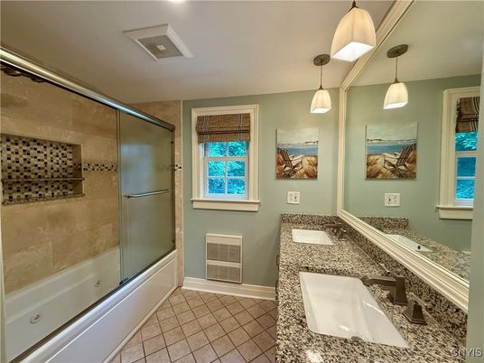 Bathroom, Glass Shower, Interior, Pendant Lights