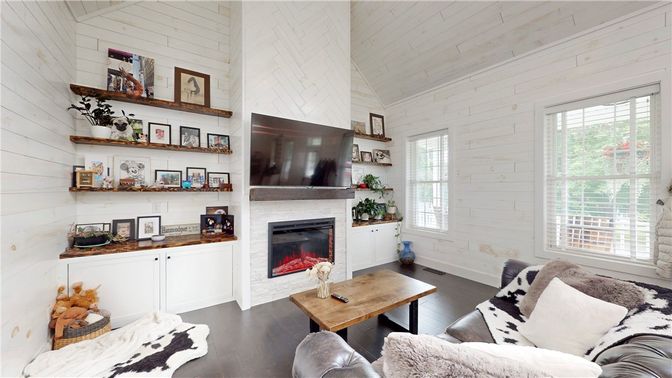 Fireplace, Interior, Living room, Wood Texture Flooring