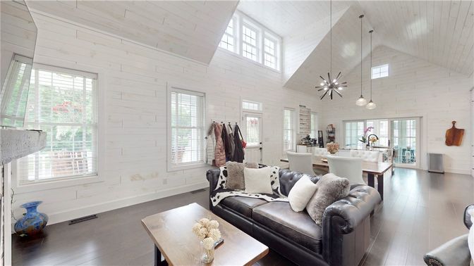 Dining room, Interior, Living room, Pendant Lights, Wood Texture Flooring
