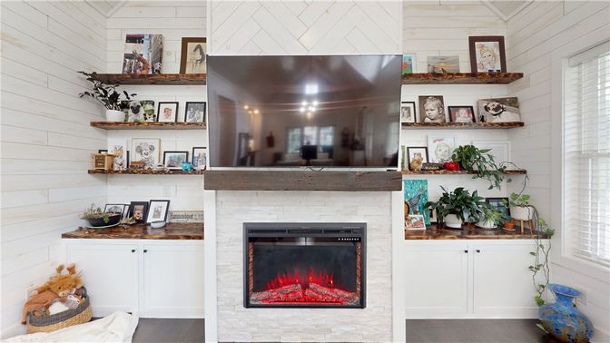 Fireplace, Interior, Wood Texture Flooring