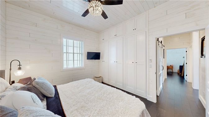 Bedroom, Interior, Wood Texture Flooring, Wooden Walls