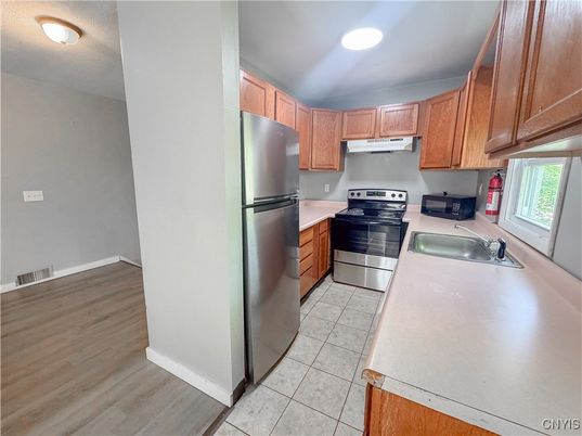 Interior, Kitchen, Recessed Lighting, Wood Texture Flooring