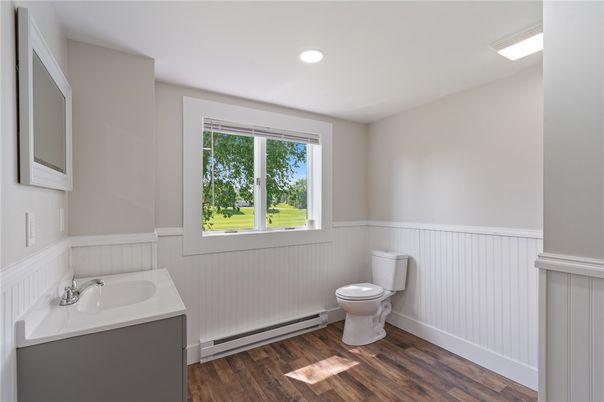 Bathroom, Interior, Recessed Lighting, Wood Texture Flooring