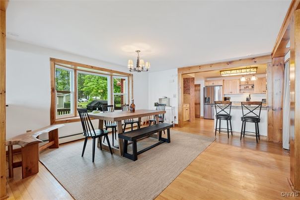 Chandelier, Dining room, Interior, Kitchen, Pendant Lights, Wood Texture Flooring, Wooden Walls
