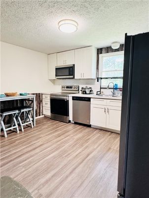 Interior, Kitchen, Stainless Steel Appliances, Wood Texture Flooring