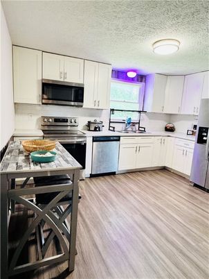 Interior, Kitchen, Stainless Steel Appliances, Wood Texture Flooring