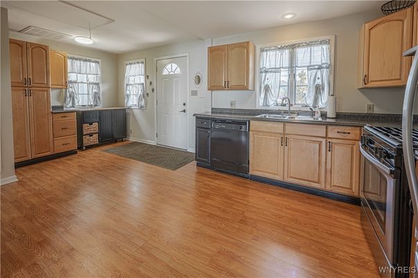 Interior, Kitchen, Recessed Lighting, Wood Texture Flooring