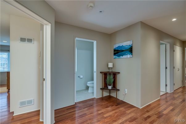 Bathroom, Interior, Recessed Lighting, Wood Texture Flooring