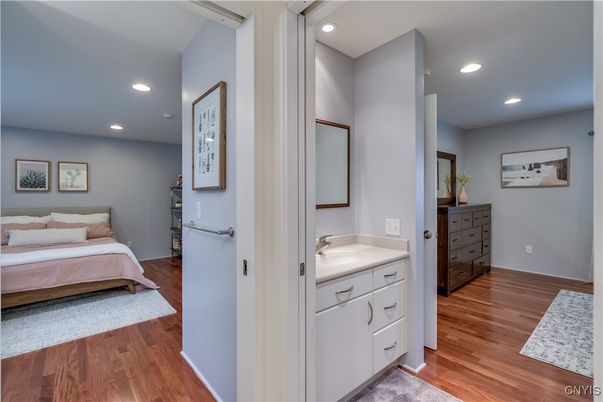 Bathroom, Bedroom, Interior, Recessed Lighting, Wood Texture Flooring