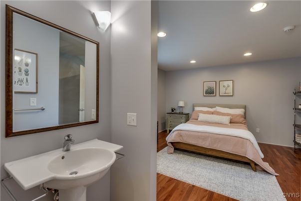 Bathroom, Bedroom, Interior, Recessed Lighting, Wood Texture Flooring