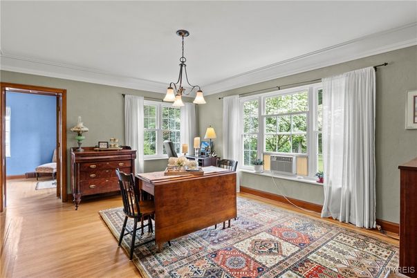 Home Office, Interior, Pendant Lights, Wood Texture Flooring