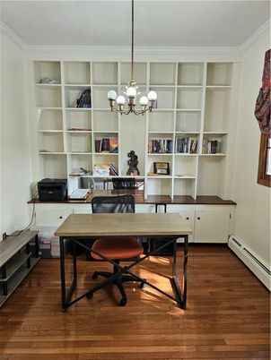 Chandelier, Home Office, Interior, Wood Texture Flooring