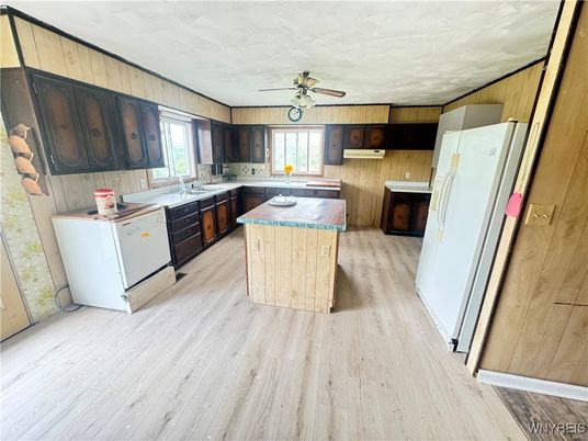 Interior, Kitchen, Wood Texture Flooring, Wooden Walls