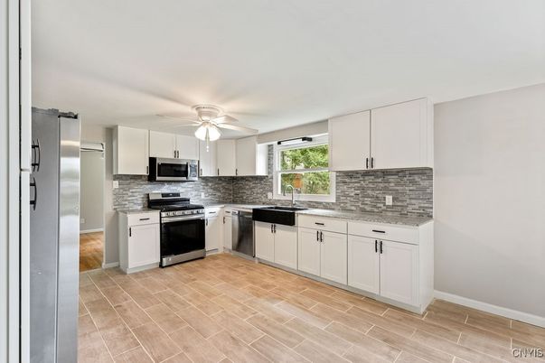 Interior, Kitchen, Stainless Steel Appliances, Wood Texture Flooring