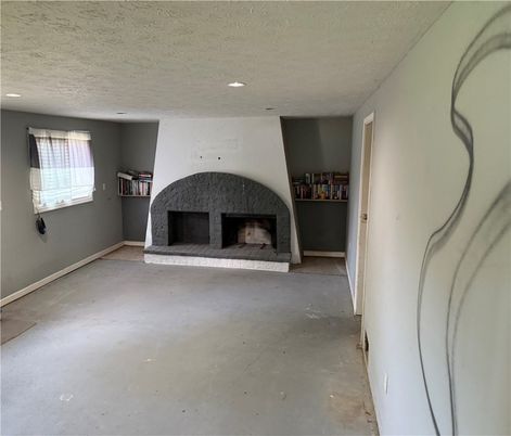 Empty room, Fireplace, Interior, Recessed Lighting