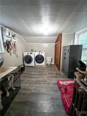 Interior, Washer, Wood Texture Flooring