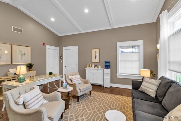 Home Office, Interior, Living room, Recessed Lighting, Wood Texture Flooring