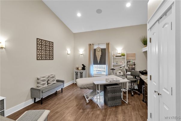 Home Office, Interior, Recessed Lighting, Wood Texture Flooring
