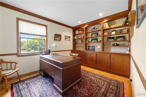 Home Office, Interior, Recessed Lighting, Wood Texture Flooring