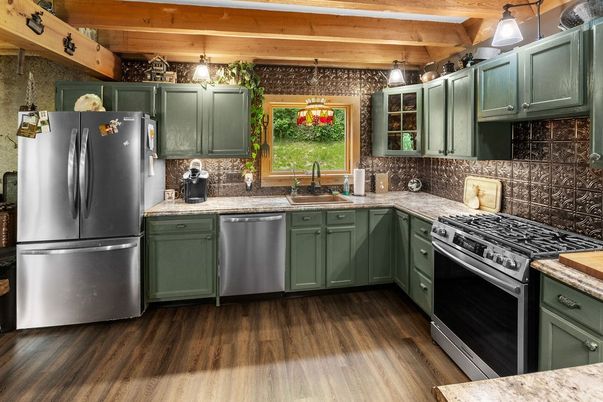 Interior, Kitchen, Pendant Lights, Wooden Beams, Wooden Ceilings, Wood Texture Flooring