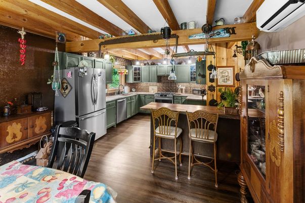 Interior, Kitchen, Wooden Beams, Wood Texture Flooring