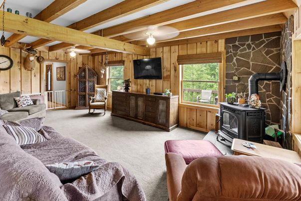 Fireplace, Interior, Living room, Wooden Beams, Wooden Walls