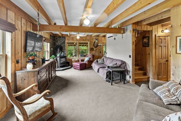 Fireplace, Interior, Living room, Wooden Beams, Wooden Walls