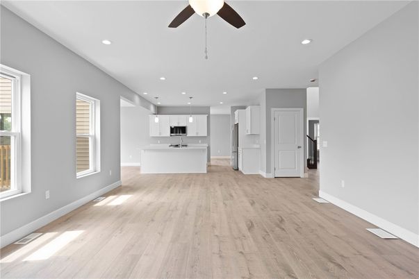Interior, Kitchen, Recessed Lighting, Wood Texture Flooring