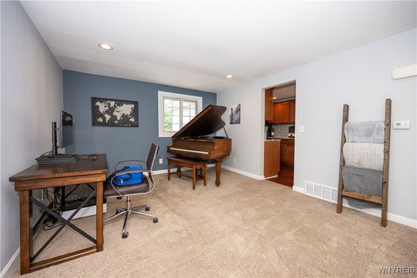 Home Office, Interior, Piano, Recessed Lighting