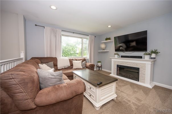 Fireplace, Interior, Living room, Recessed Lighting