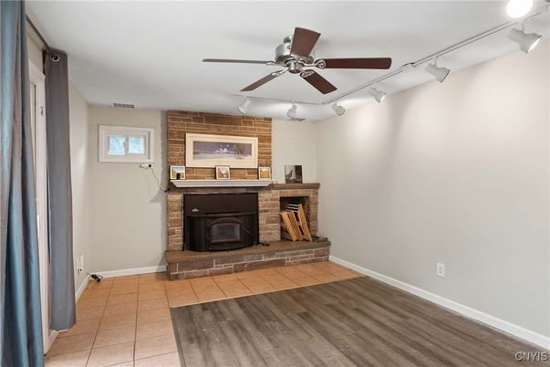 Fireplace, Interior, Stone Walls, Wood Texture Flooring