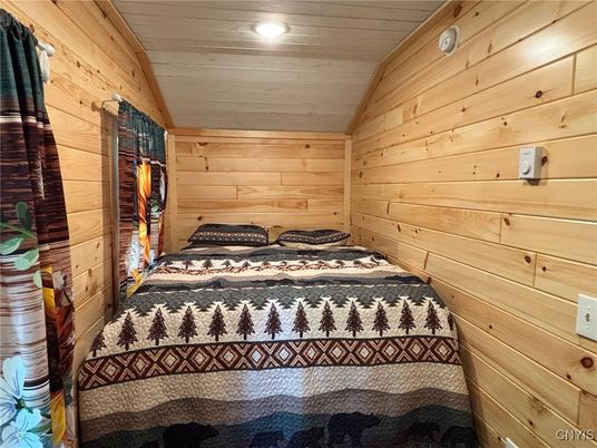 Bedroom, Interior, Recessed Lighting, Wooden Walls