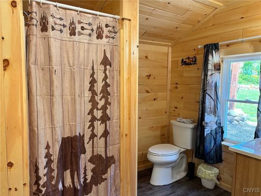 Bathroom, Interior, Wooden Ceilings, Wood Texture Flooring, Wooden Walls