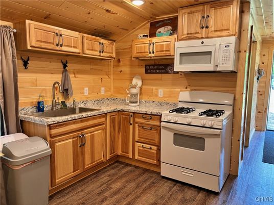 Interior, Kitchen, Recessed Lighting, Wooden Ceilings, Wood Texture Flooring