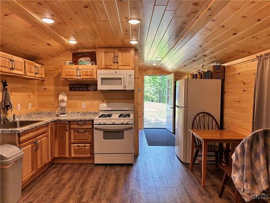 Interior, Kitchen, Recessed Lighting, Wooden Ceilings, Wood Texture Flooring, Wooden Walls