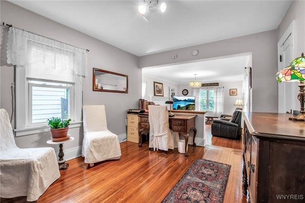 Home Office, Interior, Pendant Lights, Wood Texture Flooring