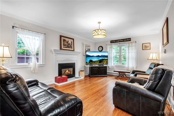 Fireplace, Interior, Living room, Pendant Lights, Wood Texture Flooring