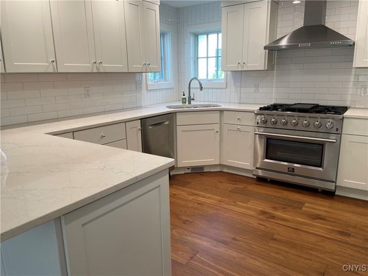 Interior, Kitchen, Stainless Steel Appliances, Wood Texture Flooring