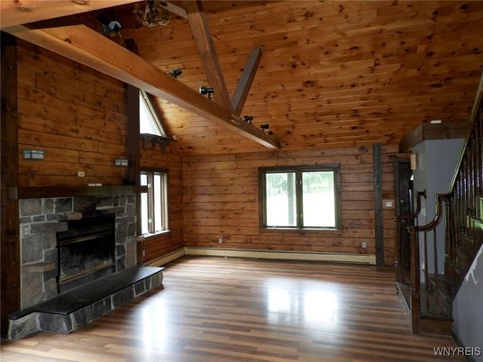 Empty room, Fireplace, Interior, Wooden Beams, Wooden Ceilings, Wood Texture Flooring, Wooden Walls