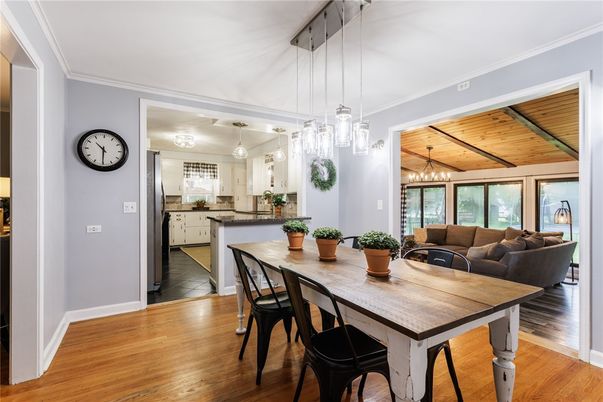 Dining room, Interior, Kitchen, Living room, Pendant Lights, Wooden Ceilings, Wood Texture Flooring