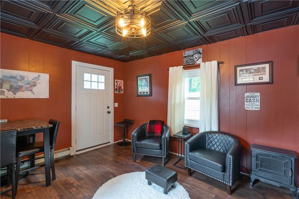 Chandelier, Interior, Wood Texture Flooring, Wooden Walls