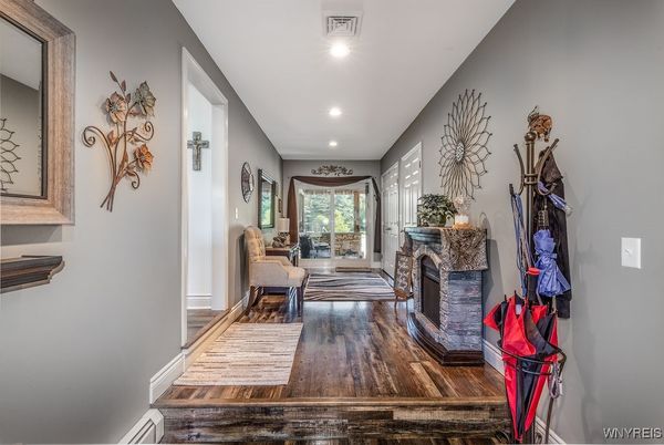 Fireplace, Interior, Recessed Lighting, Wood Texture Flooring