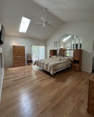 Bedroom, Fireplace, Interior, Wood Texture Flooring
