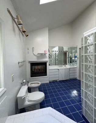 Bathroom, Fireplace, Interior, Tile Countertops
