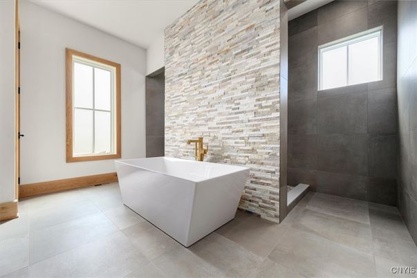 Bathroom, Free Standing Baths, Interior, Stone Walls