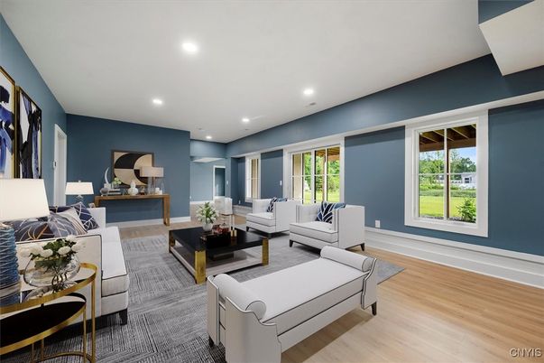 Interior, Living room, Recessed Lighting, Wood Texture Flooring